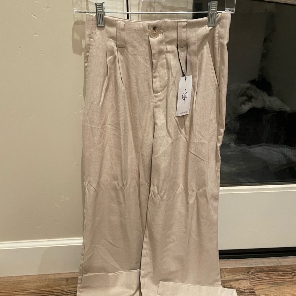 Stravidarius Cream Dress Pants